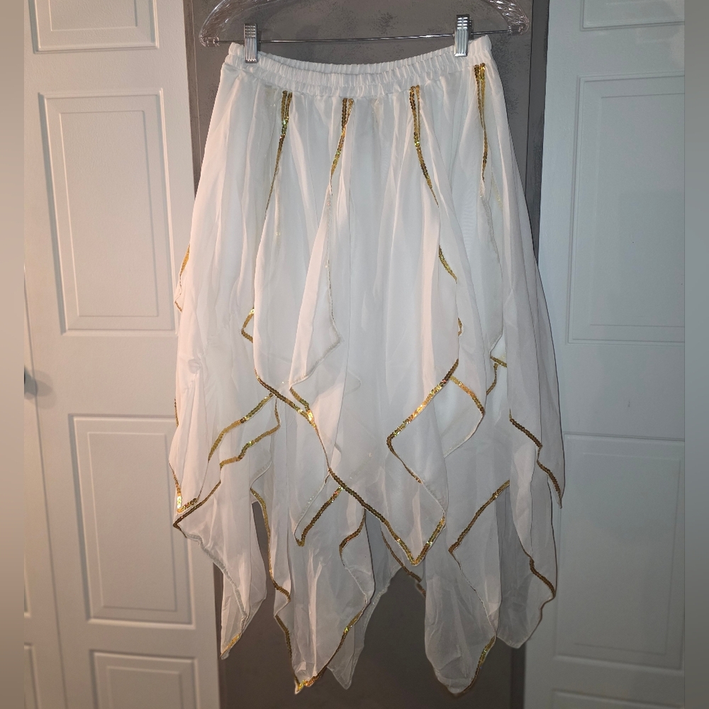 Halloween Coatume - White And Gold Sequined Fairy Skirt